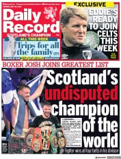 Daily Record (UK) Newspaper Front Page for 24 May 2021
