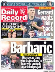 Daily Record (UK) Newspaper Front Page for 24 June 2021