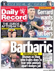 Daily Record (UK) Newspaper Front Page for 24 June 2021