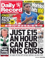 Daily Record (UK) Newspaper Front Page for 25 October 2021