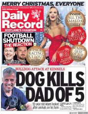 Daily Record (UK) Newspaper Front Page for 25 December 2021