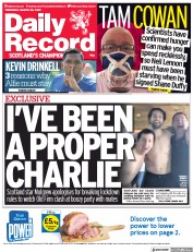 Daily Record (UK) Newspaper Front Page for 25 March 2021
