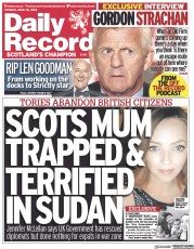 Daily Record (UK) Newspaper Front Page for 25 April 2023