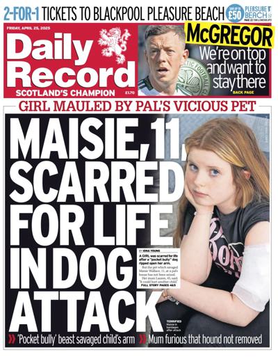 Daily Record Newspaper Front Page (UK) for 25 April 2025