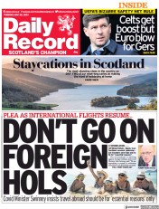 Daily Record (UK) Newspaper Front Page for 25 May 2021