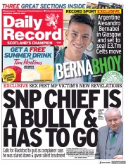 Daily Record (UK) Newspaper Front Page for 25 June 2022