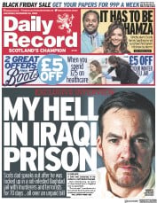 Daily Record front page for 26 November 2022