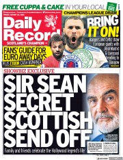 Daily Record (UK) Newspaper Front Page for 26 August 2022
