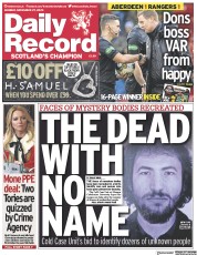 Daily Record front page for 27 November 2023