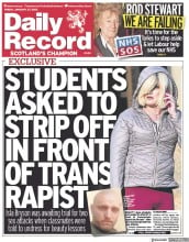 Daily Record front page for 27 January 2023