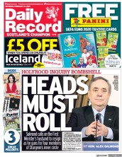 Daily Record (UK) Newspaper Front Page for 27 February 2021