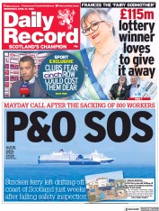 Daily Record (UK) Newspaper Front Page for 27 April 2022