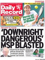 Daily Record (UK) Newspaper Front Page for 27 June 2022