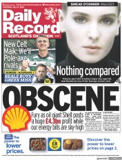 Daily Record (UK) Newspaper Front Page for 27 July 2023