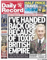 Daily Record front page for 28 January 2023