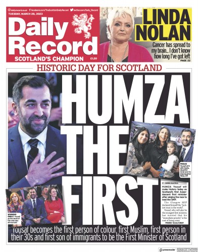Daily Record Newspaper Front Page (UK) for 28 March 2023