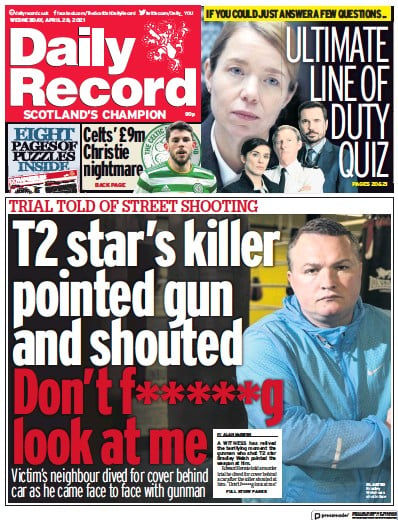 Daily Record Newspaper Front Page (UK) for 28 April 2021