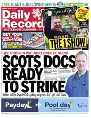 Daily Record front page for 28 April 2025