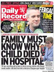Daily Record (UK) Newspaper Front Page for 28 May 2021