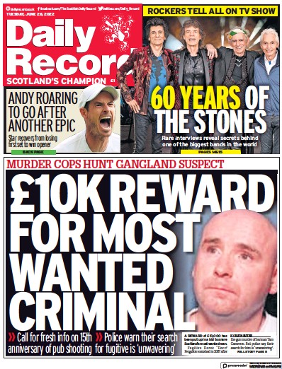 Daily Record Newspaper Front Page (UK) for 28 June 2022