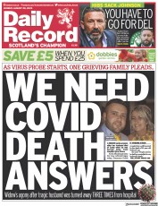 Daily Record (UK) Newspaper Front Page for 28 August 2023