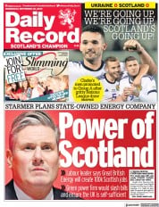 Daily Record front page for 28 September 2022