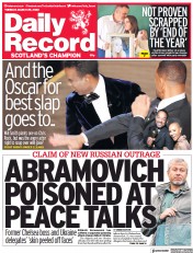 Daily Record (UK) Newspaper Front Page for 29 March 2022