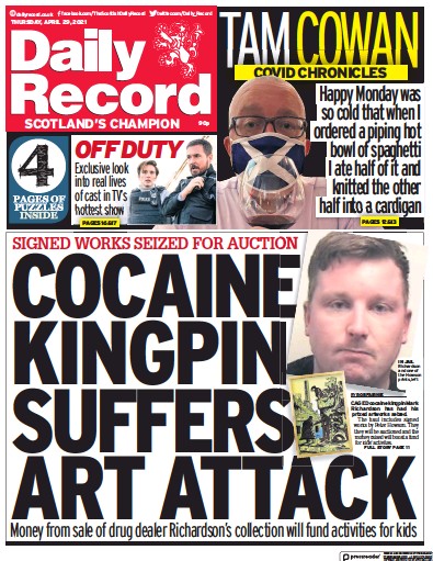Daily Record Newspaper Front Page (UK) for 29 April 2021