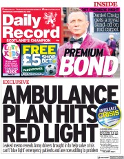 Daily Record (UK) Newspaper Front Page for 29 September 2021