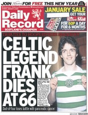 Daily Record (UK) Newspaper Front Page for 2 January 2023