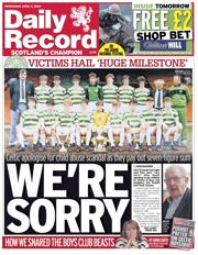 Daily Record front page for 2 April 2025