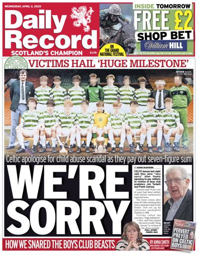 Daily Record Newspaper Front Page (UK) for 2 April 2025