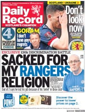 Daily Record (UK) Newspaper Front Page for 2 June 2022