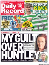 Daily Record front page for 2 July 2022