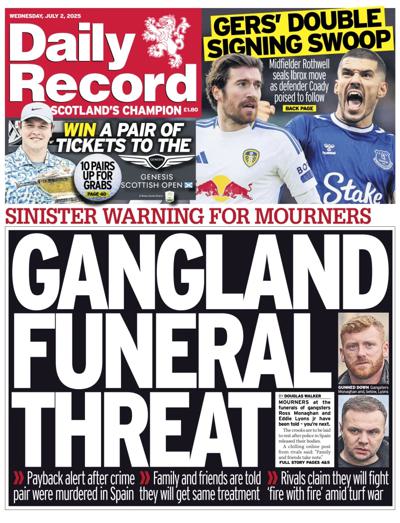 Daily Record Newspaper Front Page (UK) for 2 July 2025
