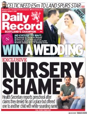 Daily Record (UK) Newspaper Front Page for 2 August 2021