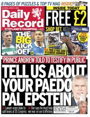 Daily Record front page for 2 August 2025