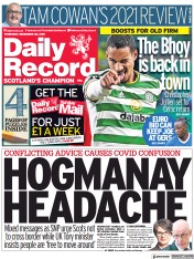 Daily Record (UK) Newspaper Front Page for 30 December 2021