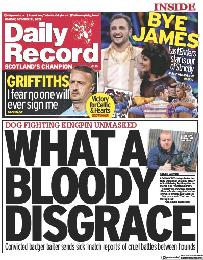 Daily Record Newspaper Front Page (UK) for 31 October 2022