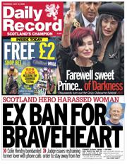 Daily Record front page for 31 July 2025