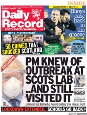 Daily Record (UK) Newspaper Front Page for 3 February 2021