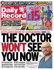 Daily Record front page for 3 March 2025