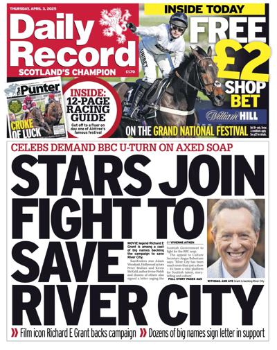 Daily Record Newspaper Front Page (UK) for 3 April 2025