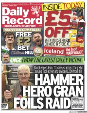 Daily Record front page for 3 June 2023