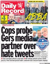 Daily Record (UK) Newspaper Front Page for 3 September 2021
