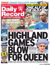 Daily Record (UK) Newspaper Front Page for 3 September 2022