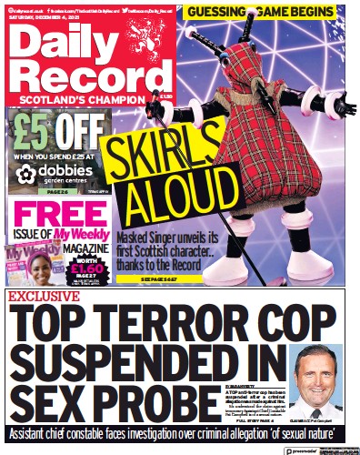 Daily Record Newspaper Front Page (UK) for 4 December 2021