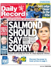 Daily Record (UK) Newspaper Front Page for 4 March 2021