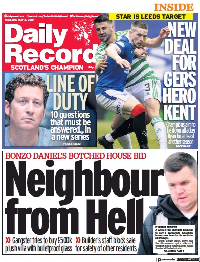 Daily Record Newspaper Front Page (UK) for 4 May 2021