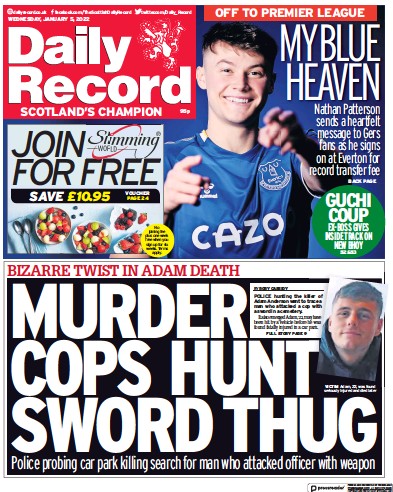 Daily Record Newspaper Front Page (UK) for 5 January 2022